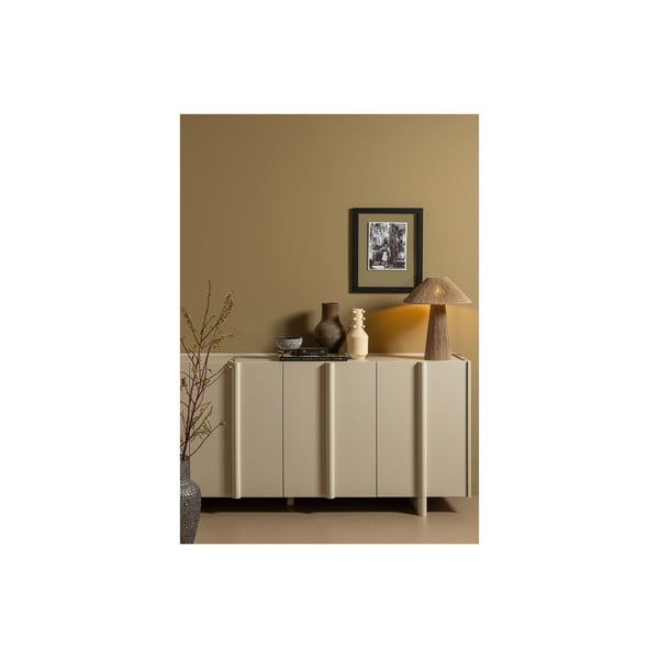 Cassettiera bassa modulare crema in legno di pino 200x85 cm Basu - WOOOD-image-1