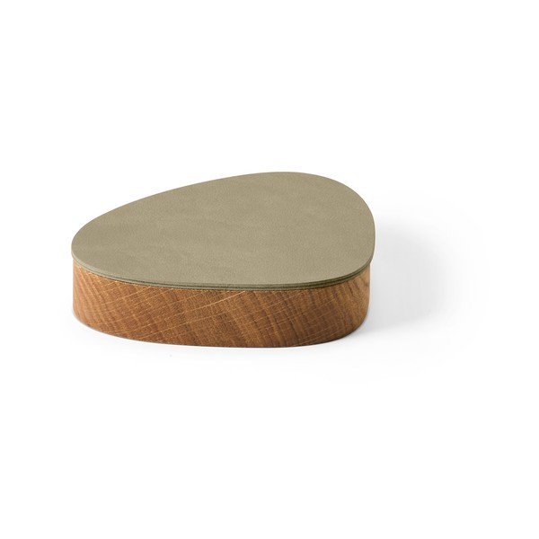Scatola decorativa con coperchio verde/di colore naturale in legno ed eco pelle 14x12,5x3,5 cm Curve Nupo – LIND DNA