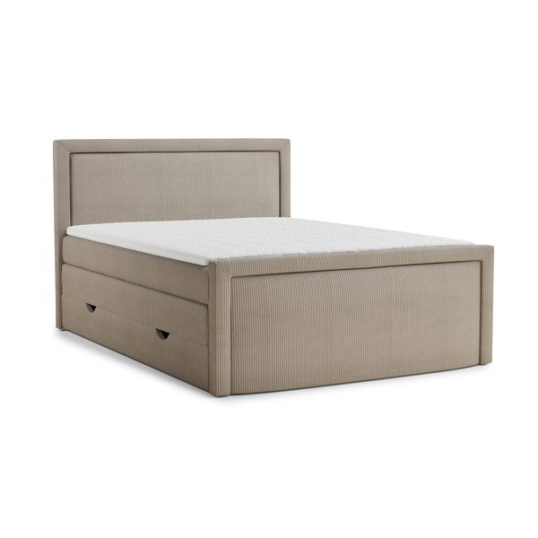 Letto boxspring beige con contenitore 160x200 cm Fresco – Maison de Rêve
