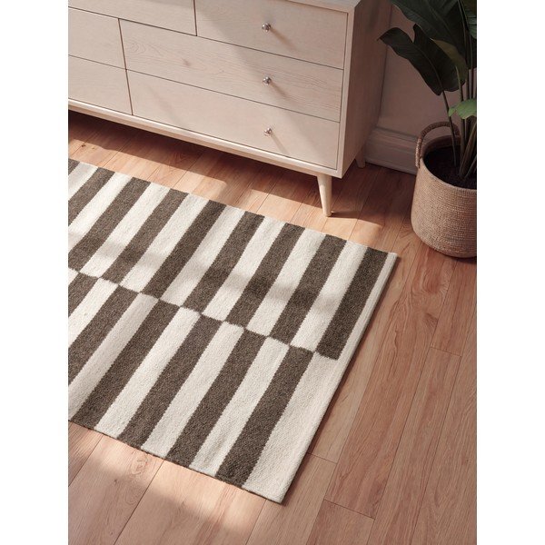 Tappeto bianco/marrone in lana reversibile/tessuto a mano 80x150 cm Vika – Hanse Home-image-2