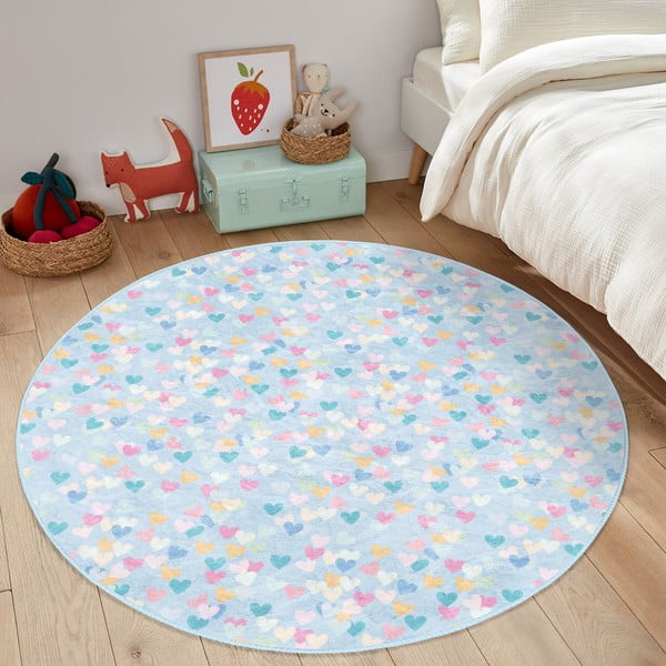 Tappeto azzurro per bambini ø 80 cm Comfort - Mila Home-image-4