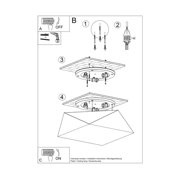 Lampada da soffitto in argento 45x45 cm Koma - Sollux-image-3
