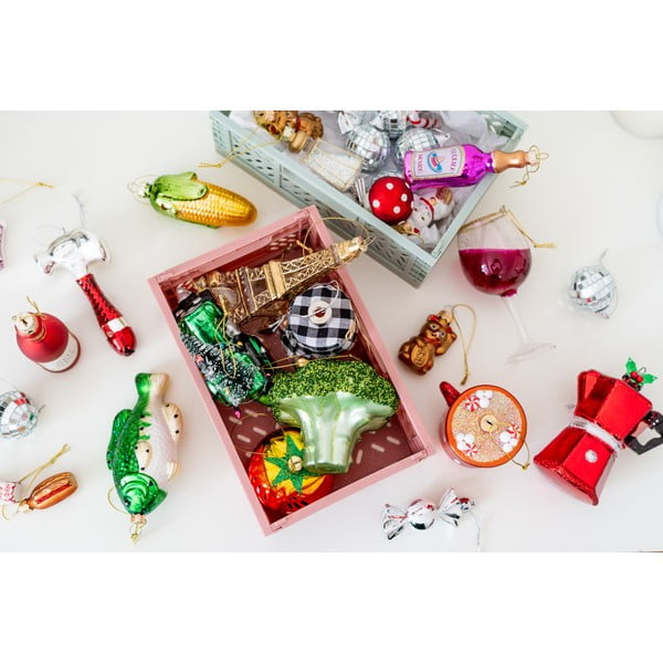 Decorazioni per albero di natale in set in vetro fatte a mano 4 pz 9,5 cm Tequila – Sass & Belle-image-4