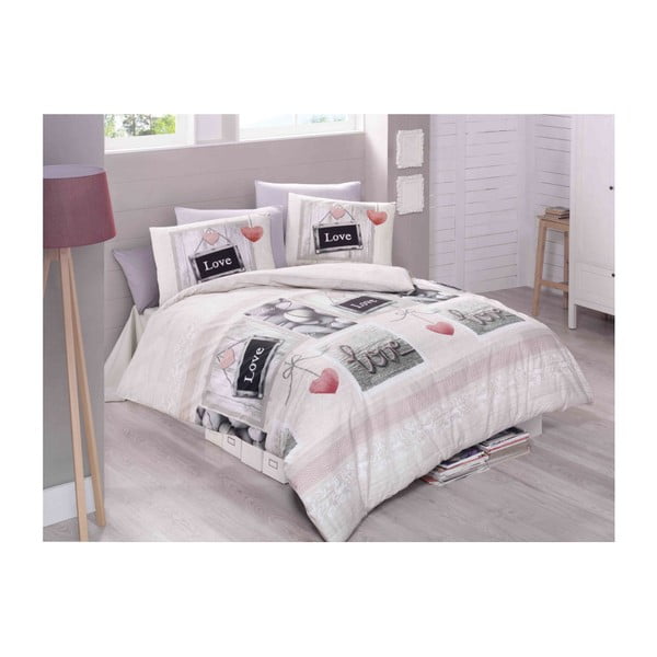 Biancheria da letto in cotone con lenzuolo per letto matrimoniale Romantique, 200 x 220 cm - Mijolnir