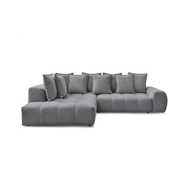 Divano angolare grigio scuro allungabile e con contenitore (penisola a sinistra/a L) con rivestimento in ciniglia Everest – Bobochic Paris