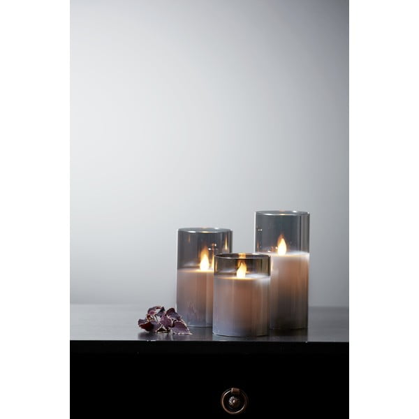 Candela di cera a LED grigia in vetro, altezza 15 cm M-Twinkle - Star Trading-image-4