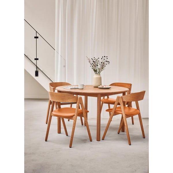 Tavolo da pranzo rotondo pieghevole in rovere naturale ø 120 cm Noor - Hammel Furniture-image-1