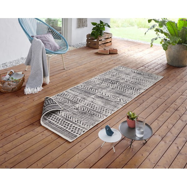 Tappeto da esterno nero e crema , 80 x 250 cm Biri - NORTHRUGS-image-2