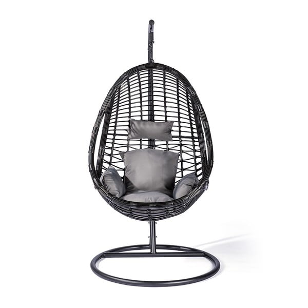 Poltrona sospesa in rattan artificiale nero Tahiti - Le Bonom-image-2