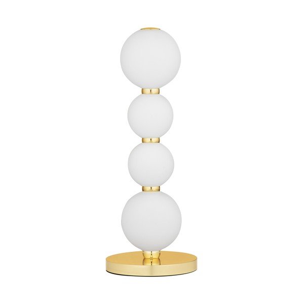 Lampada da tavolo LED bianca/dorata in metallo con paralume in vetro (altezza totale 31 cm) Perla – Nova Luce