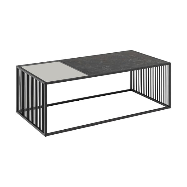 Tavolino nero con piano in vetro 60x120 cm Strington - Actona-image-3