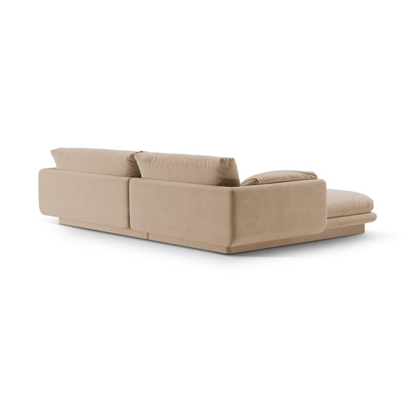 Divano angolare beige (con penisola a destra/con chaise lounge) con rivestimento in velluto Torino – Micadoni -image-3