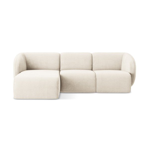 Divano angolare beige (con penisola a sinistra/con chaise lounge) con rivestimento in ciniglia Lani – Makamii