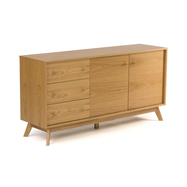 Cassettiera bassa in rovere decorato in colore naturale 149x75 cm Kensal - Woodman-image-1