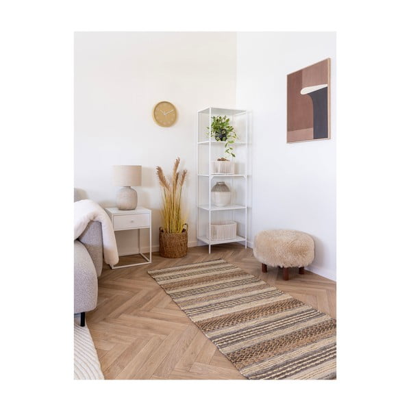 Passatoia marrone in misto iuta tessuta a mano 80x180 cm Morena – House Nordic-image-3