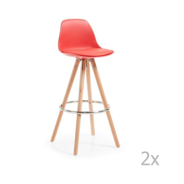 Sada 2 červených barových židlí La Forma Stag