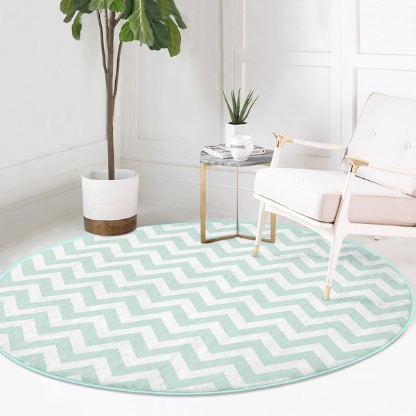 Tappeto rotondo lavabile di colore menta adatto per aspirapolvere robot ø 100 cm Comfort - Mila Home-image-2