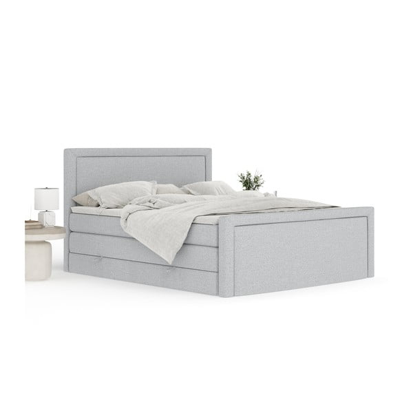 Letto boxspring grigio chiaro con contenitore 160x200 cm Lavenda – Maison de Rêve-image-2