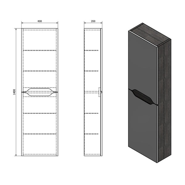 Mobile per bagno bianco/di colore naturale con effetto legno esotico 40x140 cm Wave – Sapho-image-2
