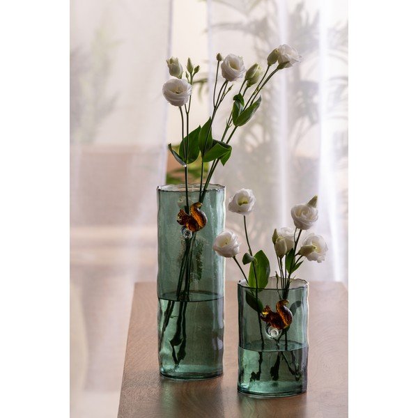 Vaso verde scuro in vetro (altezza totale 15 cm) Squirrel On Branch – PT LIVING-image-1
