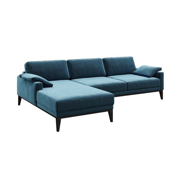 Divano angolare in velluto blu, angolo sinistro Musso - MESONICA-image-2