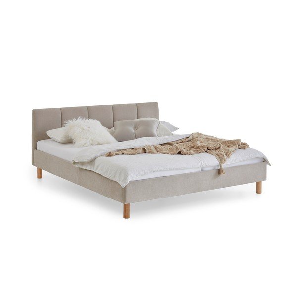 Letto matrimoniale imbottito beige rete non inclusa 180x200 cm Joker – Meise Möbel-image-2