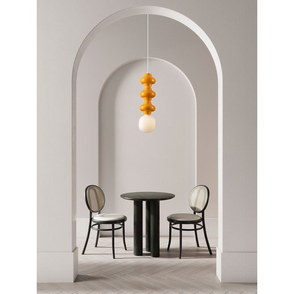 Lampadario bianco/arancione in ceramica con paralume in vetro ø 18 cm Clio – Nova Luce-image-4