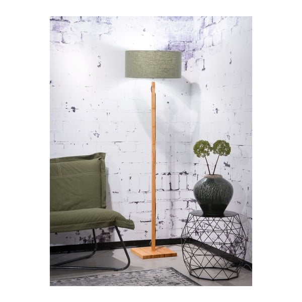 Lampada da terra con paralume verde e struttura in bambù Fuji - Good&Mojo-image-1