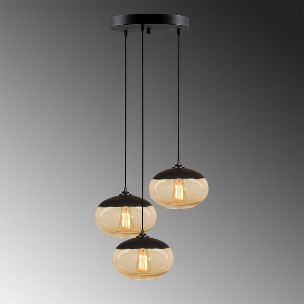 Lampadario in giallo ocra/nero con paralume in vetro ø 50 cm Camini – Opviq lights-image-3