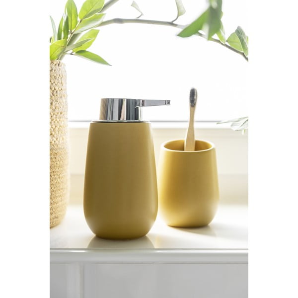 Dispenser di sapone in ceramica gialla 0,32 l Badi - Wenko-image-2