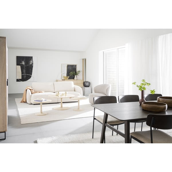 Tavolino rotondo in rovere decorato in colore naturale 60x60 cm Hobart - Rowico-image-3