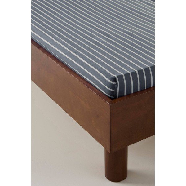 Lenzuolo con angoli bianco/blu in cotone organico 160x200 cm Sima – Jotex-image-1