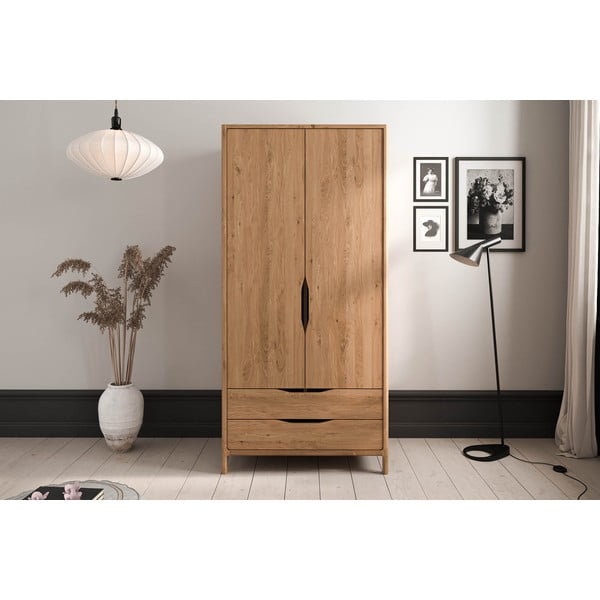 Armadio in legno di quercia di colore naturale 96x188 cm Twig - The Beds-image-1