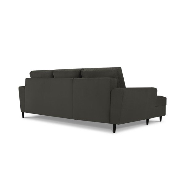 Divano letto angolare in velluto a coste nero, angolo sinistro Jazz - Kooko Home-image-4
