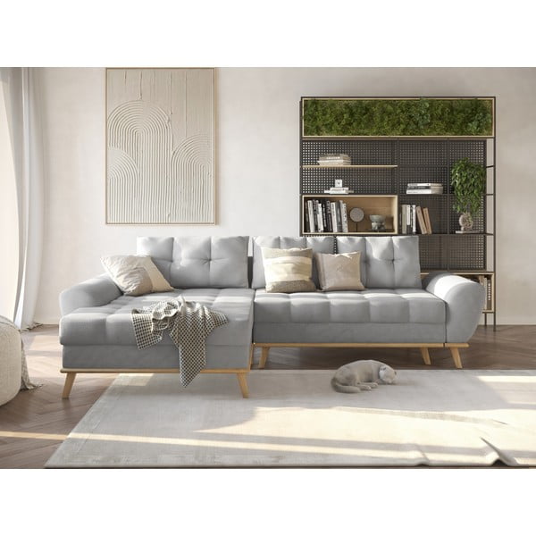 Divano letto angolare grigio chiaro (penisola a sinistra) Balitco - Ropez-image-1