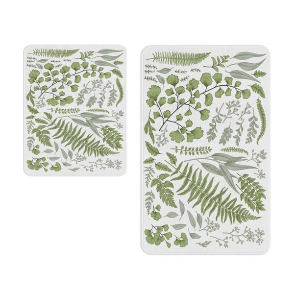 Tappetini da bagno bianco-verde in set di 2 pezzi - Oyo Concept