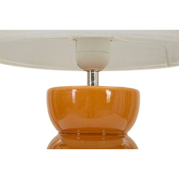 Lampada da tavolo color senape/bianca in ceramica con paralume in tessuto (altezza totale 46 cm) Torr – Mauro Ferretti-image-3