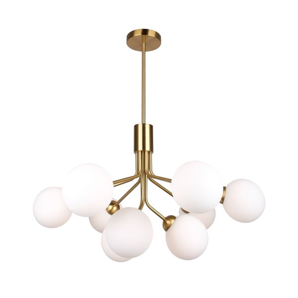 Lampada a sospensione di colore bianco-oro , altezza 102 cm Musa - SULION