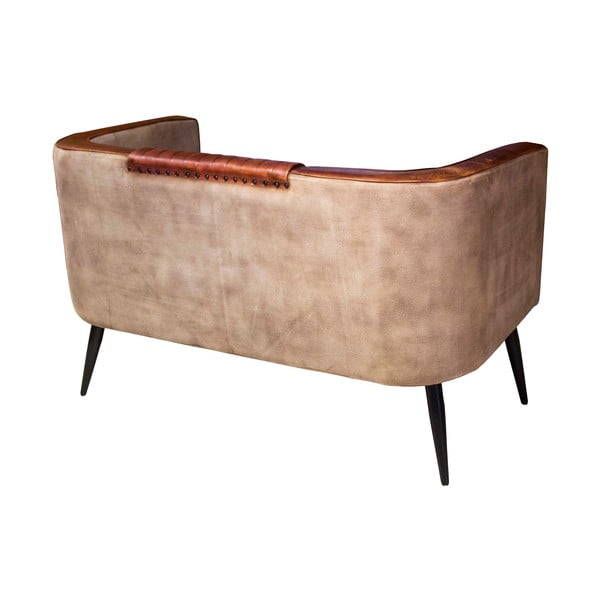 Divano in pelle marrone 134 cm - Antic Line-image-1