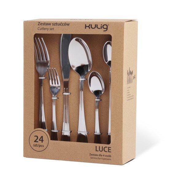 Posate argentate in acciaio inox 24 pz per 4 persone Luce – Kulig-image-4