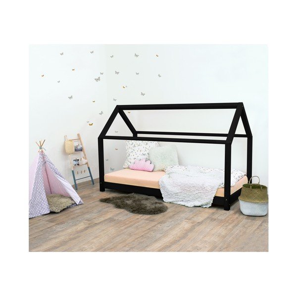 Letto per bambini nero senza sponde in legno di abete rosso Tery, 80 x 160 cm - Benlemi
