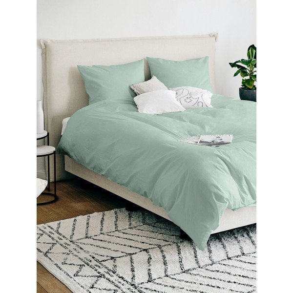 Biancheria da letto in cotone sateen verde 200x135 cm Comfort - Westwing Collection-image-1