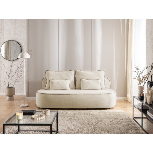 Divano beige/grigio tortora allungabile/con contenitore con rivestimento in velluto 210 cm Saga – Ropez-image-2