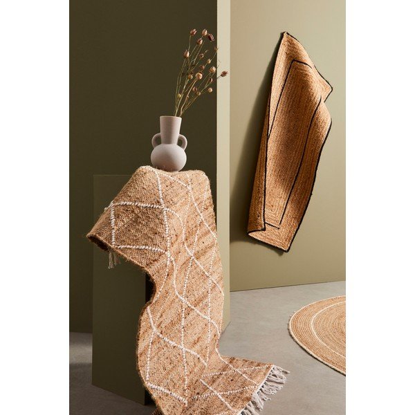 Tappeto bianco/di colore naturale in iuta tessuto a mano 70x140 cm Shaila – Bizzotto-image-1