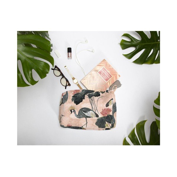 Borsa per cosmetici in misto cotone Flores y Gruas - Madre Selva-image-1