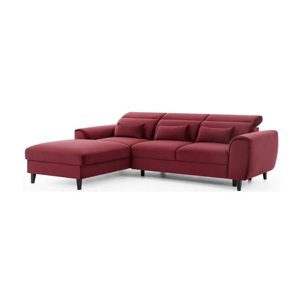 Divano angolare rosso allungabile/con contenitore (con penisola a sinistra/con chaise lounge) e rivestimento in velluto Foble – ELTAP-image-2