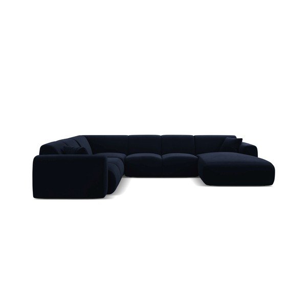 Divano angolare blu (a U) con rivestimento in velluto Molino – Micadoni -image-1