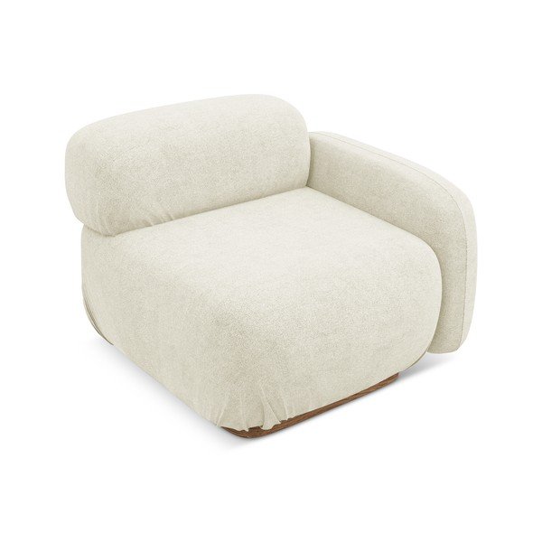 Parte divano componibile color crema (con penisola a destra) con rivestimento in bouclé Ailani – Makamii-image-1