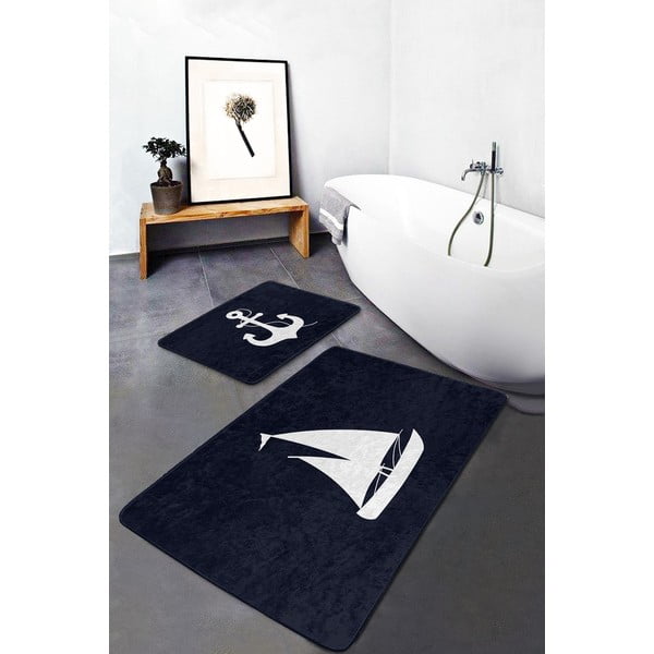 Modré koupelnové předložky v sadě 2 ks 100x60 cm – Mila Home-image-3