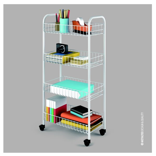 Scaffale mobile in metallo bianco 41x84 cm Pisa - Metaltex-image-2